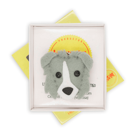 Llavero Dog Lover Khurmi Border Collie Plomo/Blanco Hecho a Mano