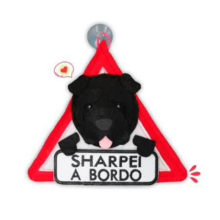 Colgante A Bordo Dog Lover Khurmi Sharpei Negro Hecho a Mano