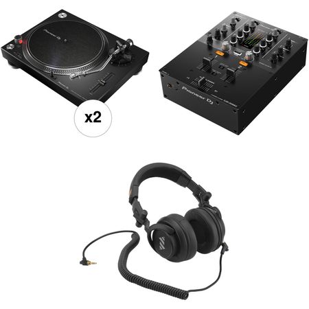 Kit de Dj Pioneer Plx 500 K con 2 Tocadiscos Mezclador y Auriculares