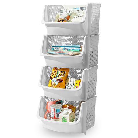 Caja Organizador Apilable de Almacenamiento de Cocina U80 Blanco X4