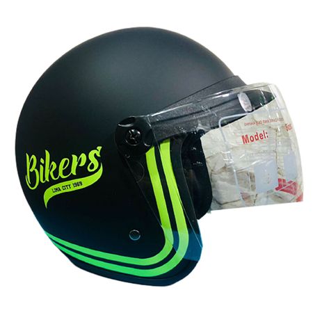 Casco de Moto Abierto Chopper con Visor Verde Talla L