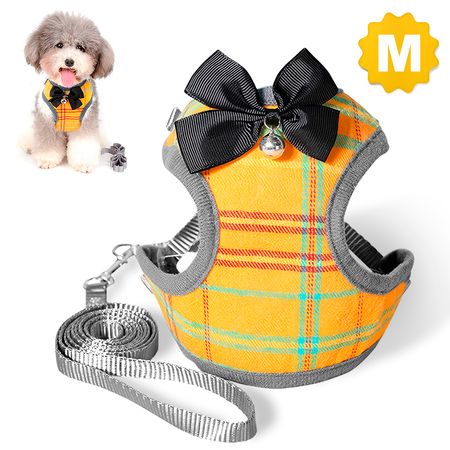 Pechera con Correa para Perros D15 Talla M Amarillo