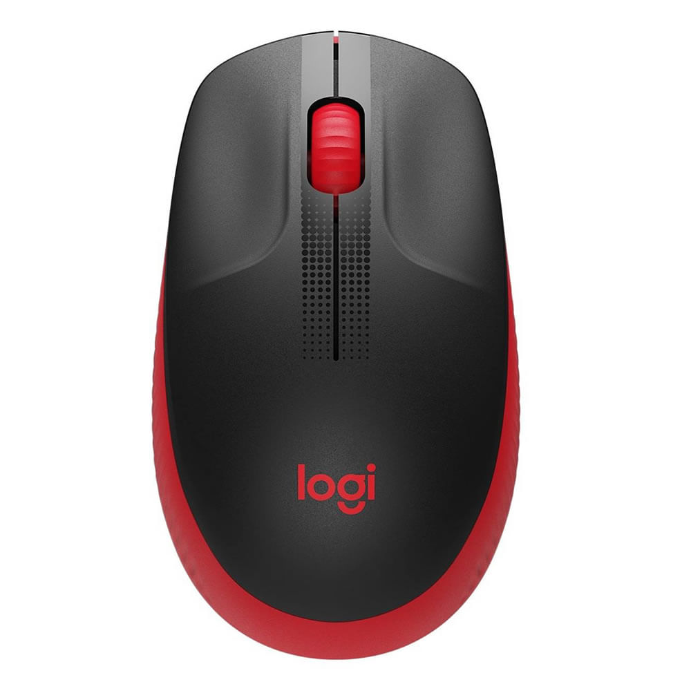 Mouse Inalámbrico Logitech M190 Full Size Negro con Rojo