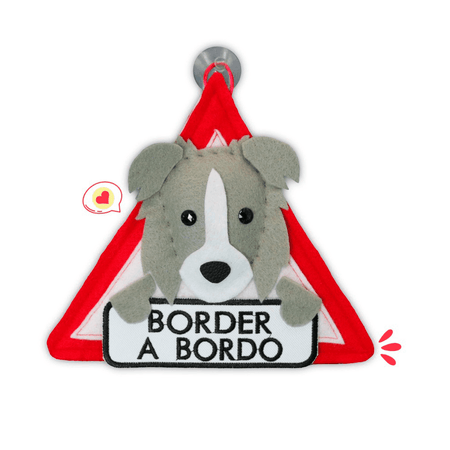 Colgante A Bordo Dog Lover Khurmi Border Collie Plomo/Blanco Hecho a Mano