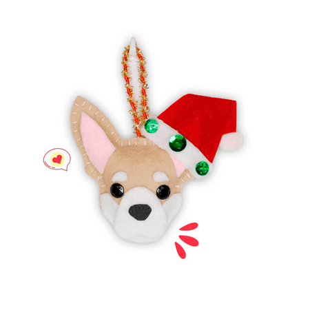 Colgante Navidad Dog Lover Khurmi Chihuahua Beige Hecho a Mano