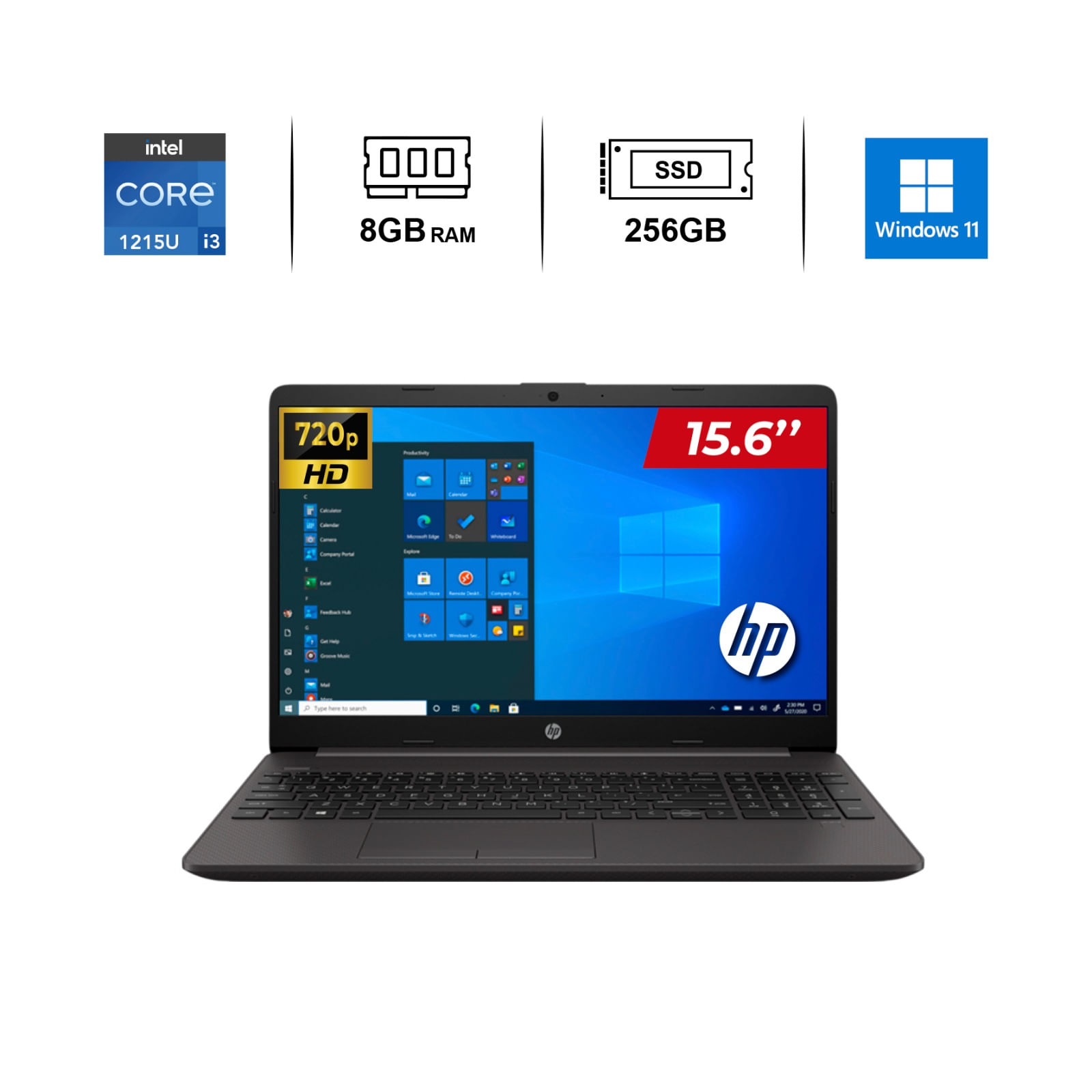 Laptop HP 250 G9 15.6"" LED HD Core i3-1215U hasta 4.40GHz 8GB 256GB windows 11