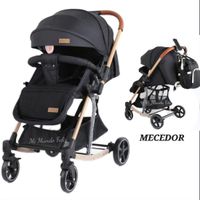 Coche Mecedor con Mochila y Portacelular Rocking Gold Negro