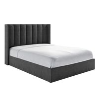 Cama Tapizada Listón LeMueble 1.5 Plz Plomo Oscuro
