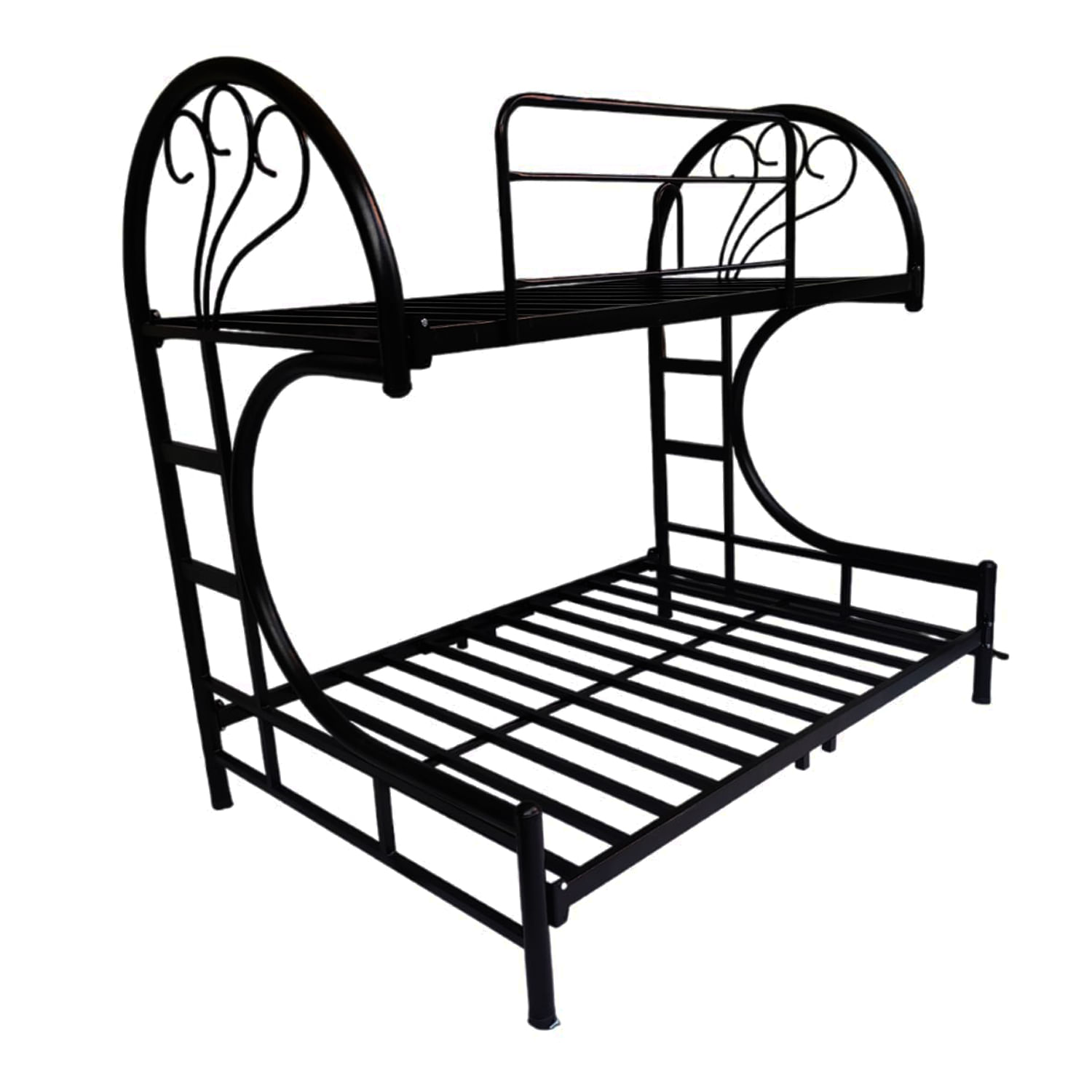 Camarote de Metal Mixto LeMueble 1.5 plaza arriba y 2 plazas abajo Negro