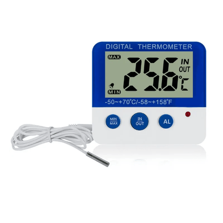 Termómetro Digital Ambiental Con Sonda Y Alarma Programable de Alta y Baja Temperatura