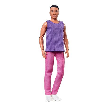 Muñeco Barbie Ken Looks 15 Moreno con Polo Lila