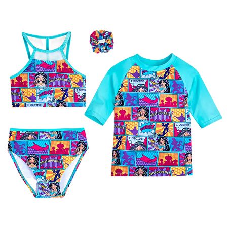 Ropa de Baño Disney Store Princesa Jasmine Tres Piezas Talla 9/10 US Multicolor