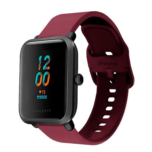 Correa Compatible Con Amazfit Bip Lite Vino Rojo Evilla 20mm