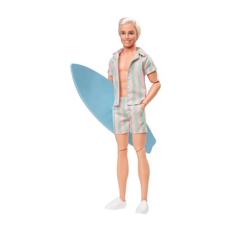 Ken Doll Wearing Pastel Striped Beach Matching Set