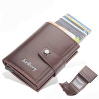 Billetera Antirrobo Hombre RFID de Cuero Tarjetero Baellerry - Marrón Oscuro
