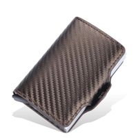 Billetera Hombre RFID de Fibra de Carbono con Tarjetero Porta 14 Tarjetas - Marrón Oscuro