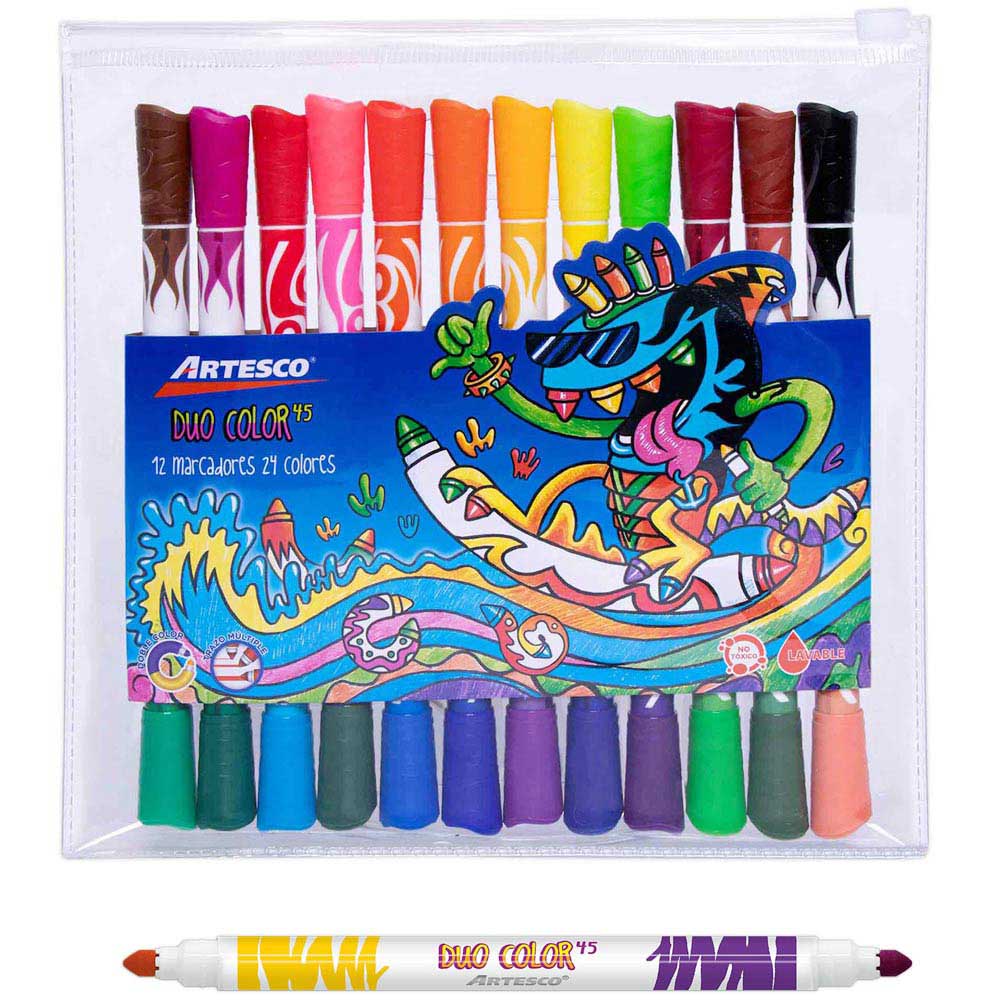 Plumones ARTESCO Duocolor 45 Estuche 12un