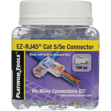 Conectores Platinum Tools Ez Rj45 Cat5 5E Frasco de 100 Unidades