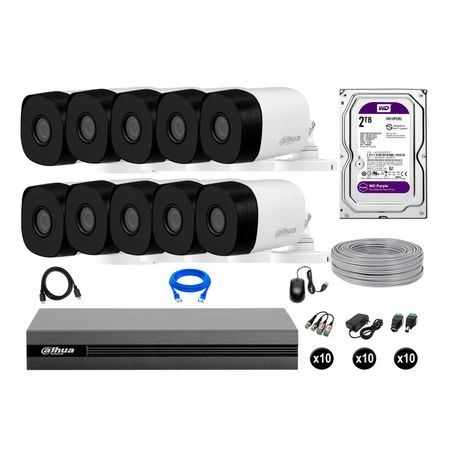 Cámaras De Seguridad Dahua Exterior Kit 10 Full Hd 1080p Disco 2tb