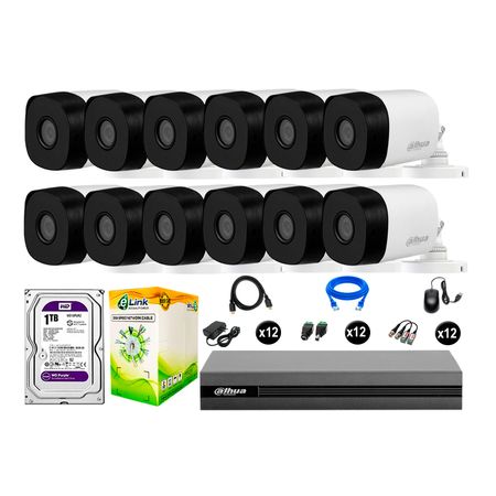 Cámaras De Seguridad Dahua Exterior Kit 12 Full Hd 1080p Disco 1tb