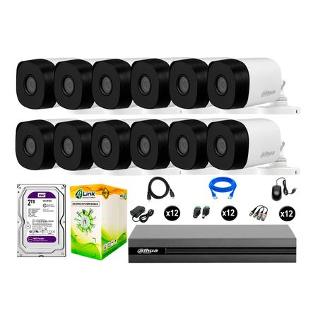 Cámaras De Seguridad Dahua Exterior Kit 12 Full Hd 1080p Disco 2tb