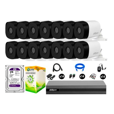 Cámaras De Seguridad Dahua Exterior Kit 14 Full Hd 1080p Disco 1tb