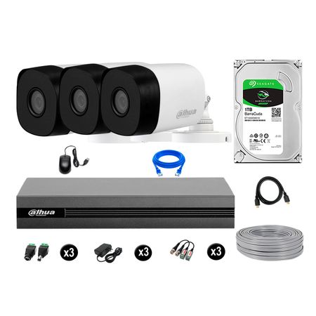 Cámaras De Seguridad Dahua Exterior Kit 3 Full Hd 1080p Disco 1tb