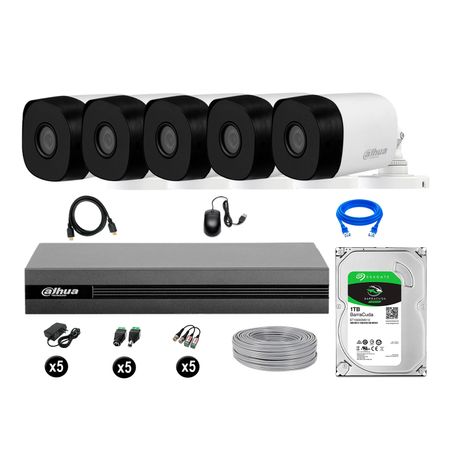 Cámaras De Seguridad Dahua Exterior Kit 5 Hd 720p Disco 1tb P2p