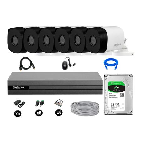 Cámaras De Seguridad Dahua Exterior Kit 6 Hd 720p Disco 1tb P2p