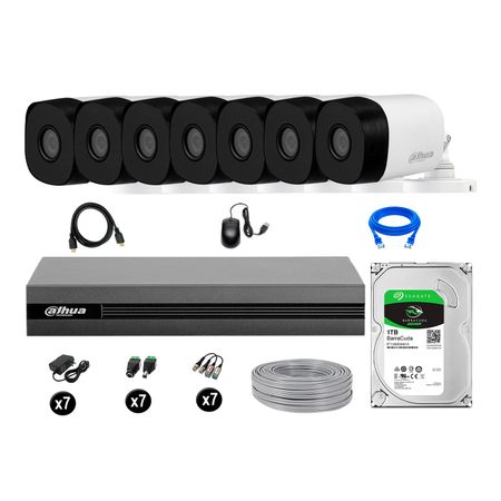 Cámaras De Seguridad Dahua Exterior Kit 7 Hd 720p Disco 1tb P2p