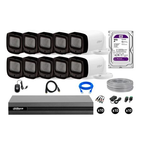 Cámaras Seguridad Dahua Exterior Kit 10 1080p Disco 2tb Wd Varifocal