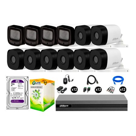 Cámaras Seguridad Dahua Exterior Kit 12 Full Hd Disco 2tb Wd Varifocal