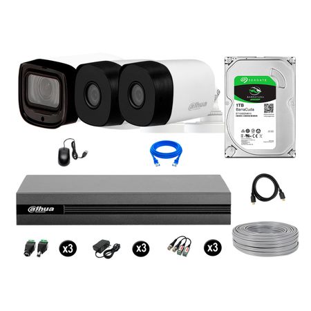 Cámaras Seguridad Dahua Exterior Kit 3 Full Hd Disco 1tb P2p Varifocal