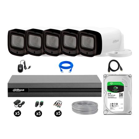 Cámaras Seguridad Dahua Exterior Kit 5 1080p Disco 2tb P2p Varifocal