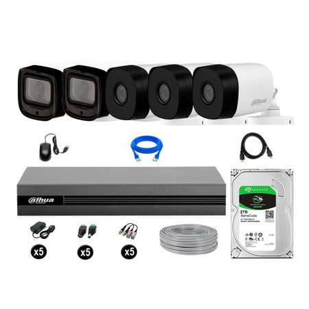 Cámaras Seguridad Dahua Exterior Kit 5 Full Hd Disco 2tb P2p Varifocal