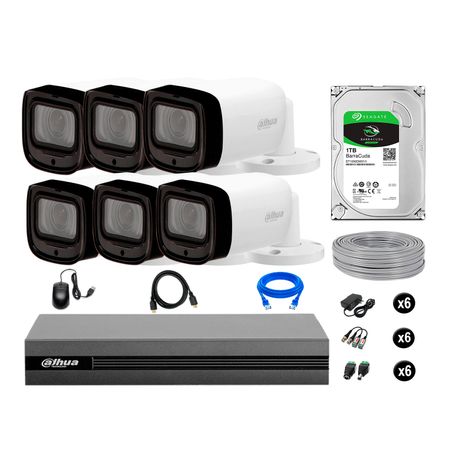 Cámaras Seguridad Dahua Exterior Kit 6 1080p Disco 1tb P2p Varifocal