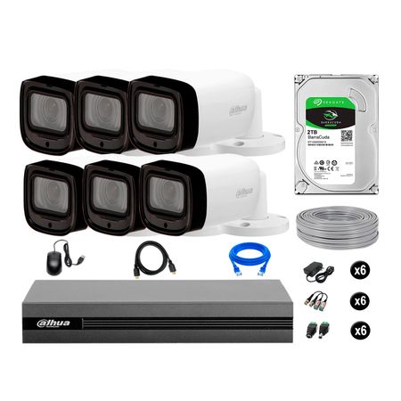 Cámaras Seguridad Dahua Exterior Kit 6 1080p Disco 2tb P2p Varifocal