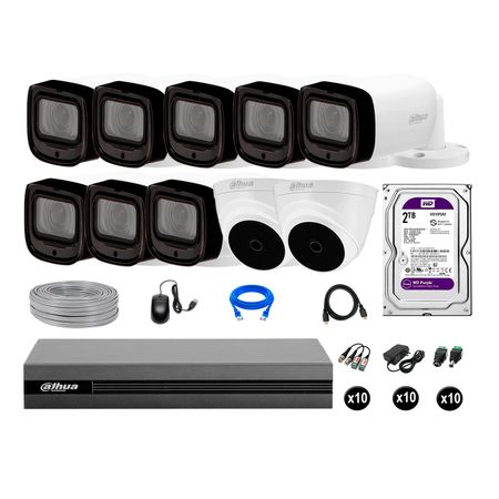 Cámaras Seguridad Dahua Kit 10 Fullhd 2tb Mayor Alcance Varifocal