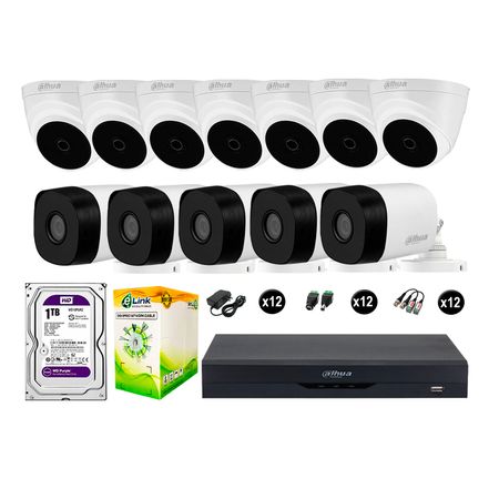 Cámaras Seguridad Dahua Kit 12 5mp Disco 1tb Completo Hdmi