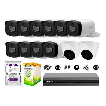 Cámaras Seguridad Dahua Kit 12 Full Hd Disco 1tb Mayor Alcance Completo