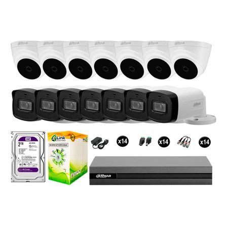 Cámaras Seguridad Dahua Kit 14 Full Hd Disco 2tb Mayor Alcance P2p