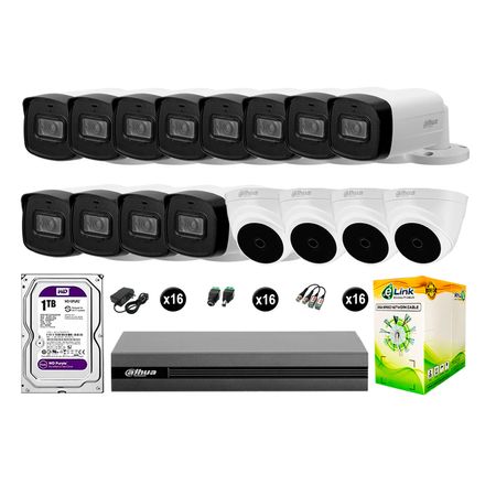 Cámaras Seguridad Dahua Kit 16 Full Hd Disco 1tb Mayor Alcance Completo