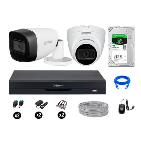 Cámaras Seguridad Dahua Kit 2 5mp Disco 1tb Audio Incorporado P2p Completo