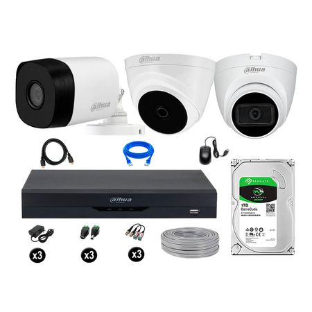 Cámaras Seguridad Dahua Kit 3 5mp Disco 1tb 01 Camara con Audio P2p