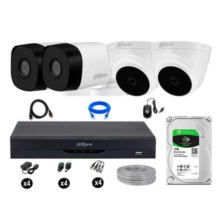 Cámaras Seguridad Dahua Kit 4 5mp Disco 1tb Completo Hdmi