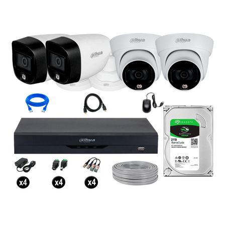 Cámaras Seguridad Dahua Kit 4 5mp Disco 2tb Vision Nocturna Full Color