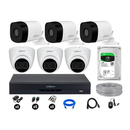 Cámaras Seguridad Dahua Kit 6 5mp Disco 1tb 03 Camaras con Audio P2p