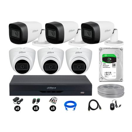 Cámaras Seguridad Dahua Kit 6 5mp Disco 1tb Audio Incorporado P2p Completo