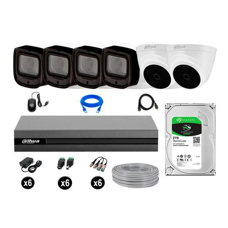 Cámaras Seguridad Dahua Kit 6 Fullhd 2tb Mayor Alcance Varifocal