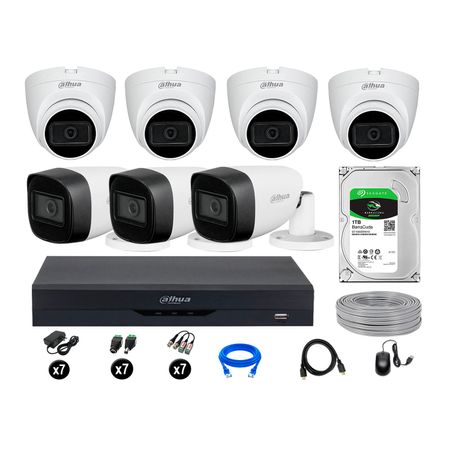 Cámaras Seguridad Dahua Kit 7 5mp Disco 1tb Audio Incorporado P2p Completo